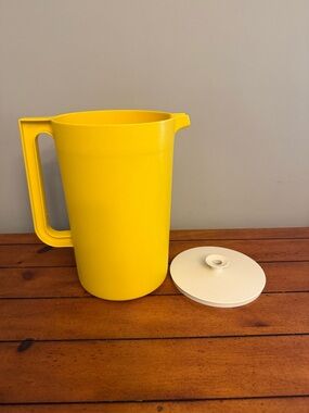 Vintage Tupperware Yellow Pitcher with replacement Lid piece